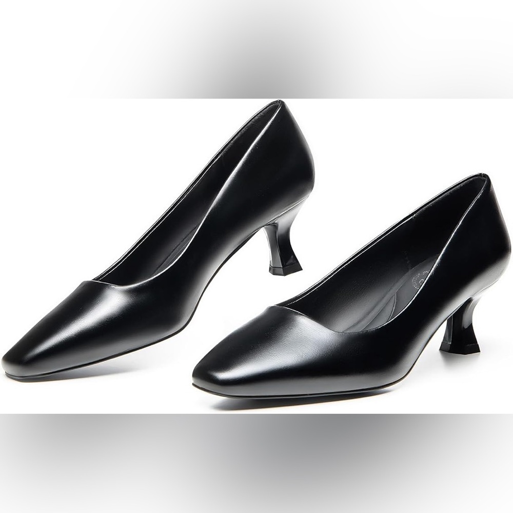 Women's Classic Square Toe Dress Pumps with Kitten Heels  - Size 7